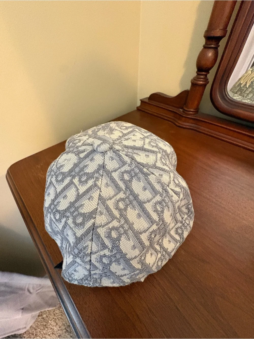 Dior Light Blue and White Monogram Logo Cap